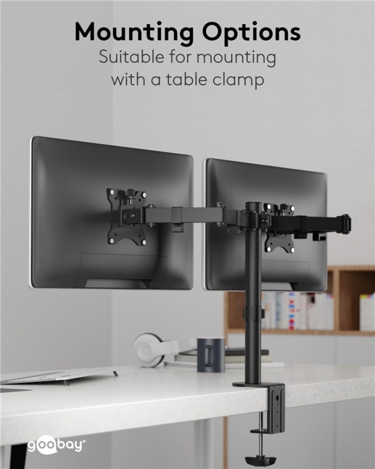 Goobay Dual Monitor Mount Flex for skjermer mellom 17 og 32 tommer (43-81 cm)