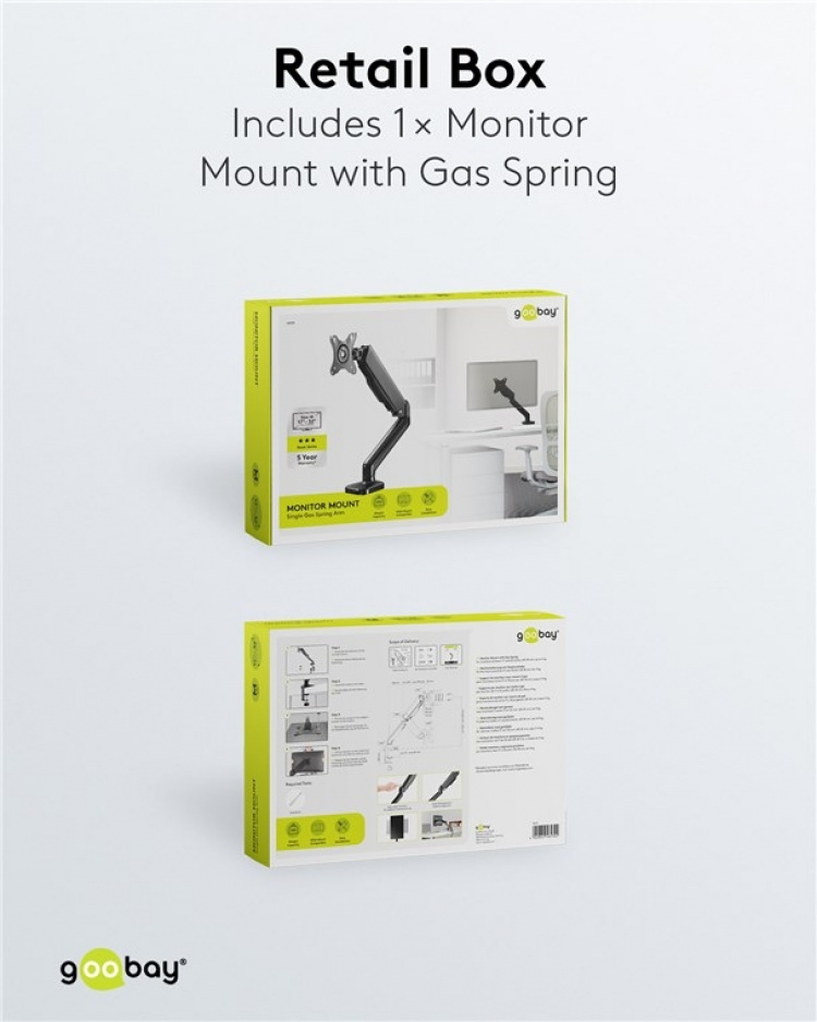 Goobay Skjermfeste med gassfjær for skjermer mellom 17 og 32 tommer (43-81 cm) Goobay Skjermfeste med gassfjær for skjermer mellom 17 og 32 tommer (43-81 cm)