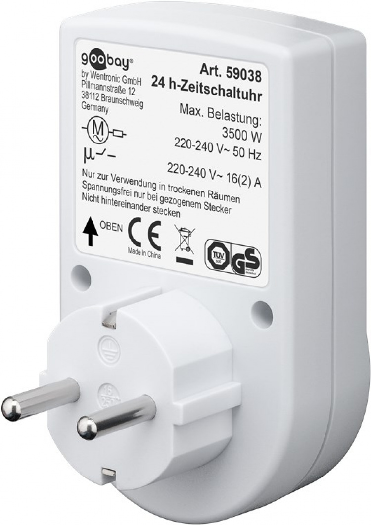 Goobay Analogt tidsur enkelt å betjene mekanisk tidsur for stikkontakten