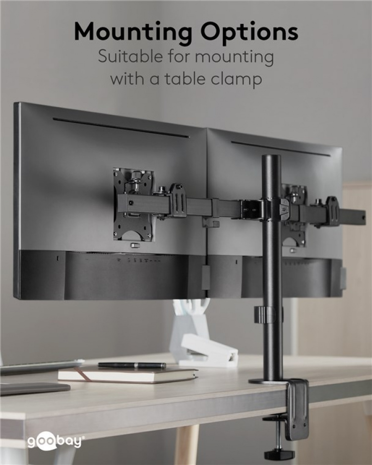 Goobay Dual Monitor Mount Fix for skjermer mellom 17 og 32 tommer (43-81 cm) opp til 9 kg