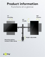 Goobay Dual Monitor Mount Fix for skjermer mellom 17 og 32 tommer (43-81 cm) opp til 9 kg