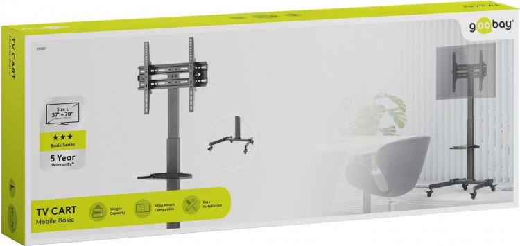 Goobay TV-presentasjonsstativ Basic (størrelse L) for TV-er eller skjermer mellom 37 og 70 tommer (94-178 cm) opp til 35 kg