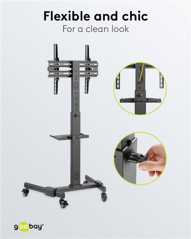 Goobay TV-presentasjonsstativ Basic (størrelse L) for TV-er eller skjermer mellom 37 og 70 tommer (94-178 cm) opp til 35 kg