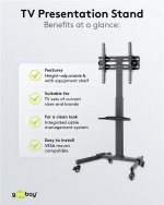 Goobay TV-presentasjonsstativ Basic (størrelse L) for TV-er eller skjermer mellom 37 og 70 tommer (94-178 cm) opp til 35 kg