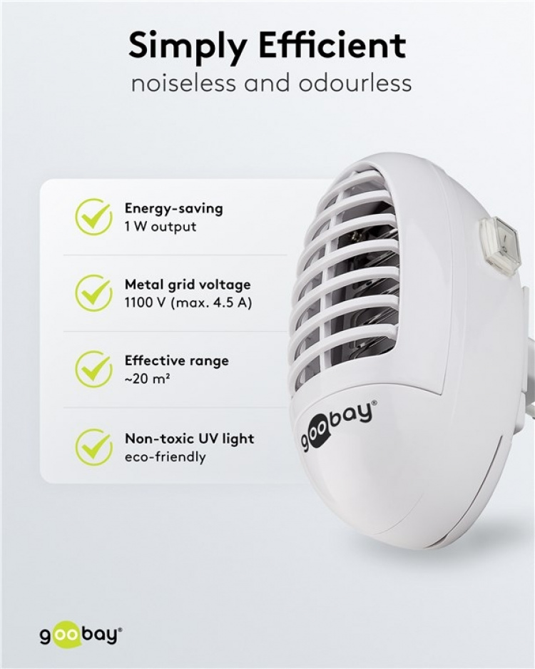 Goobay UV LED insektdreper Elektrisk UV LED insektfelle for innendørs bruk Goobay UV LED insektdreper Elektrisk UV LED insektfelle for innendørs bruk