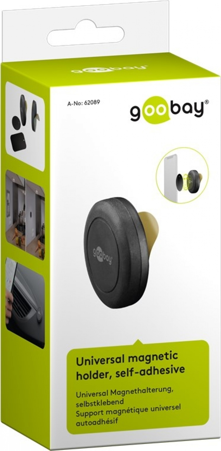Goobay Universell magnetisk holder, selvklebende For rask og sikker festing av smarttelefoner i bilen eller i husholdningen