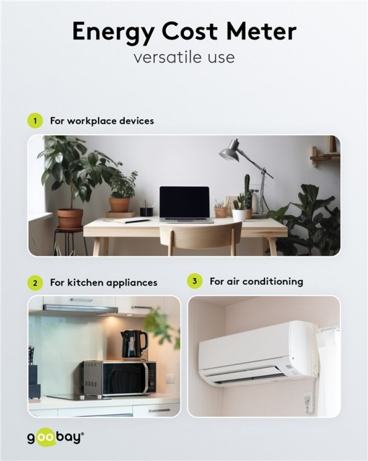 Goobay Digital energimåler Basic for måling av energiforbruket til elektriske husholdningsapparater