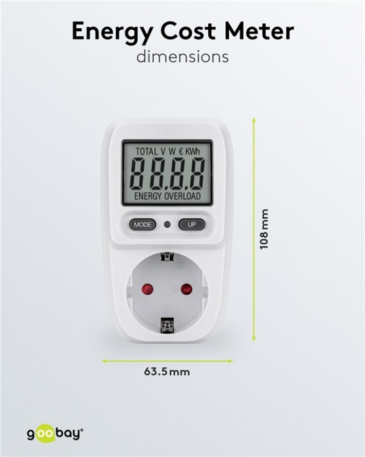 Goobay Digital energimåler Basic for måling av energiforbruket til elektriske husholdningsapparater