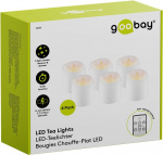 Goobay Sett med 6 LED-teklys med fjernkontroll, for innendørs bruk (IP20), varmhvit (2700 K), lading via USB Goobay Sett med 6 LED-teklys med fjernkontroll, for innendørs bruk (IP20), varmhvit (2700 K), lading via USB