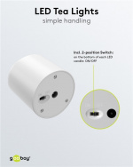 Goobay Sett med 6 LED-teklys med fjernkontroll, for innendørs bruk (IP20), varmhvit (2700 K), lading via USB Goobay Sett med 6 LED-teklys med fjernkontroll, for innendørs bruk (IP20), varmhvit (2700 K), lading via USB