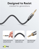 Goobay Tilkoblingskabel AUX, 3,5 mm stereo, 2 m, Sharkskin Grey Pawl 3,5 mm plugg (3-pinners, Stereo) > Pawl 3,5 mm plugg (3-pinners, Stereo)