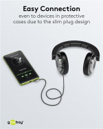 Goobay Tilkoblingskabel AUX, 3,5 mm stereo, 90°, 0,5 m, Sharkskin Grey Pawl 3,5 mm plugg (3-pinners, Stereo) > Pawl 3,5 mm plugg (3-pinners, Stereo) 90°