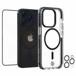 Impact Zero mobilskall 3-i-1-sett kompatibelt med Apple iPhone 15 Pro, gjennomsiktig
