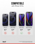 Impact Zero mobilskall 3-i-1-sett kompatibelt med Apple iPhone 15 Pro, gjennomsiktig