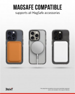 Impact Zero mobilskall 3-i-1-sett kompatibelt med Apple iPhone 15 Pro, gjennomsiktig