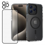 Impact Zero mobilskall 3-i-1-sett kompatibelt med Apple iPhone 15 Pro Max, gjennomsiktig