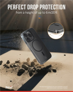 Impact Zero mobilskall 3-i-1-sett kompatibelt med Apple iPhone 15 Pro Max, gjennomsiktig