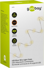 Goobay Lyskæde med sølvtråd og 20 LED-lys, inkl. timer Stemningsfull lysdekorasjon for innendørs bruk
