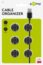 Goobay Kabelhåndtering 2 utsparinger, svart 6-pakning for å organisere og feste, avtakbar