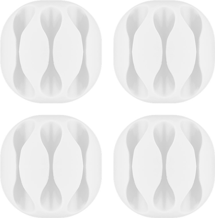 Goobay Kabelhåndtering 3 utsparinger, hvit 4-pakning for å organisere og feste, avtakbar