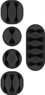 Goobay Kabelhåndteringssett, svart 5-pakning for organisering og feste, avtakbar