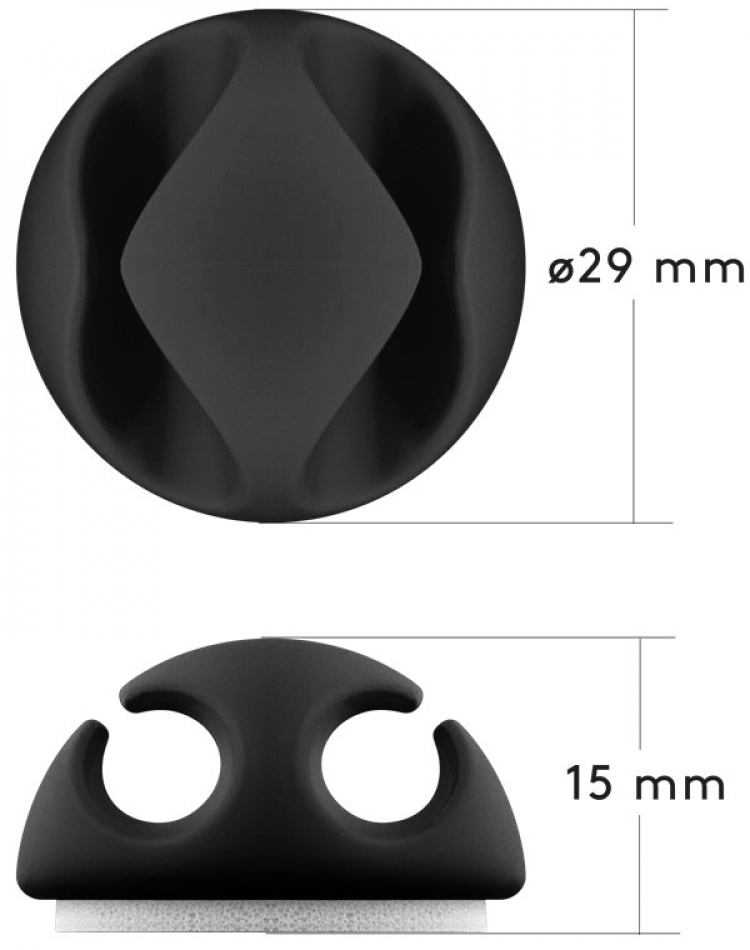 Goobay Kabelhåndteringssett, svart 5-pakning for organisering og feste, avtakbar