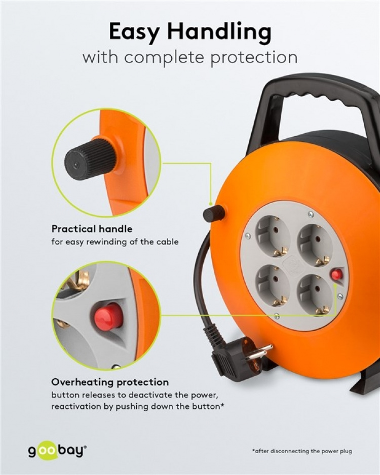 Goobay Kabeltrommel 15 m Praktisk og egnet for innendørs bruk