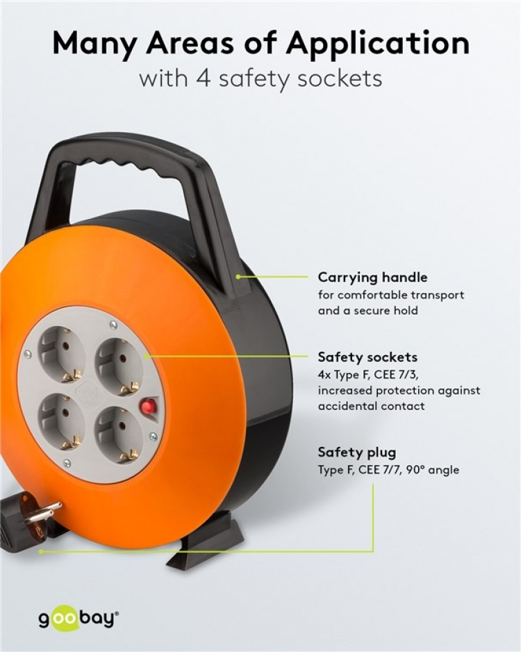 Goobay Kabeltrommel 15 m Praktisk og egnet for innendørs bruk