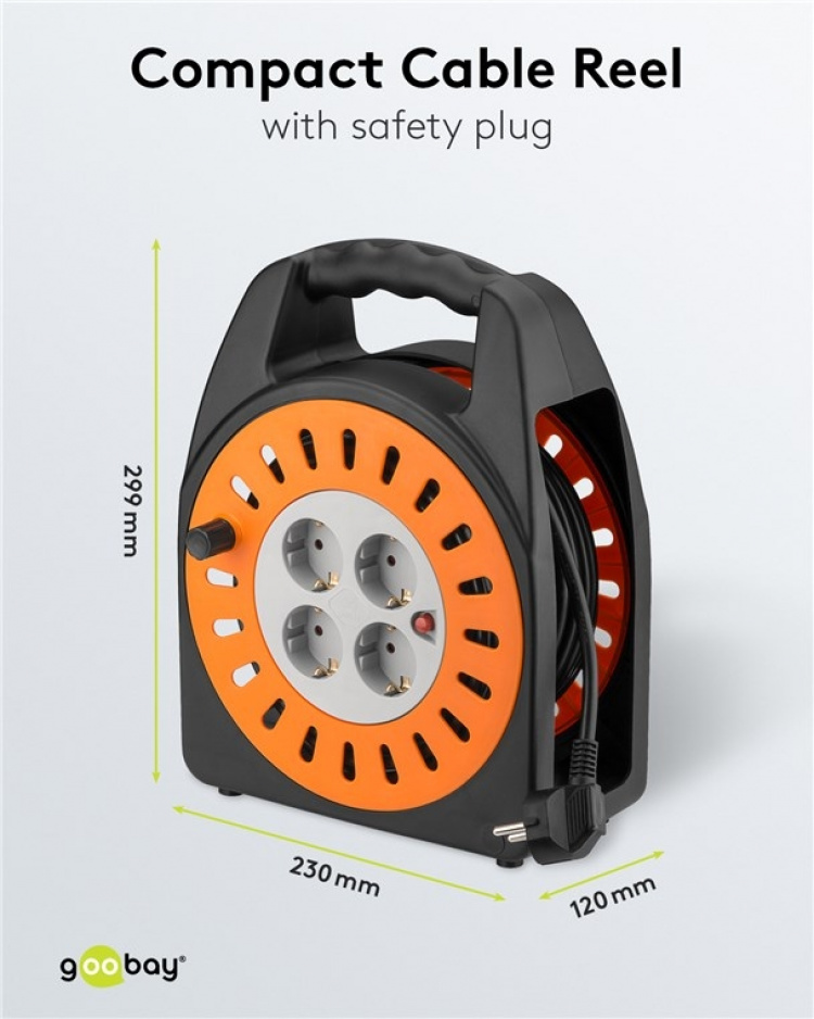 Goobay Kabeltrommel 25 m Praktisk og egnet for innendørs bruk