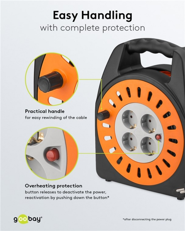 Goobay Kabeltrommel 25 m Praktisk og egnet for innendørs bruk