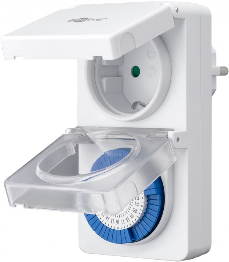 Goobay Analogt tidsur IP44 Lettbetjent mekanisk tidsur for stikkontakten