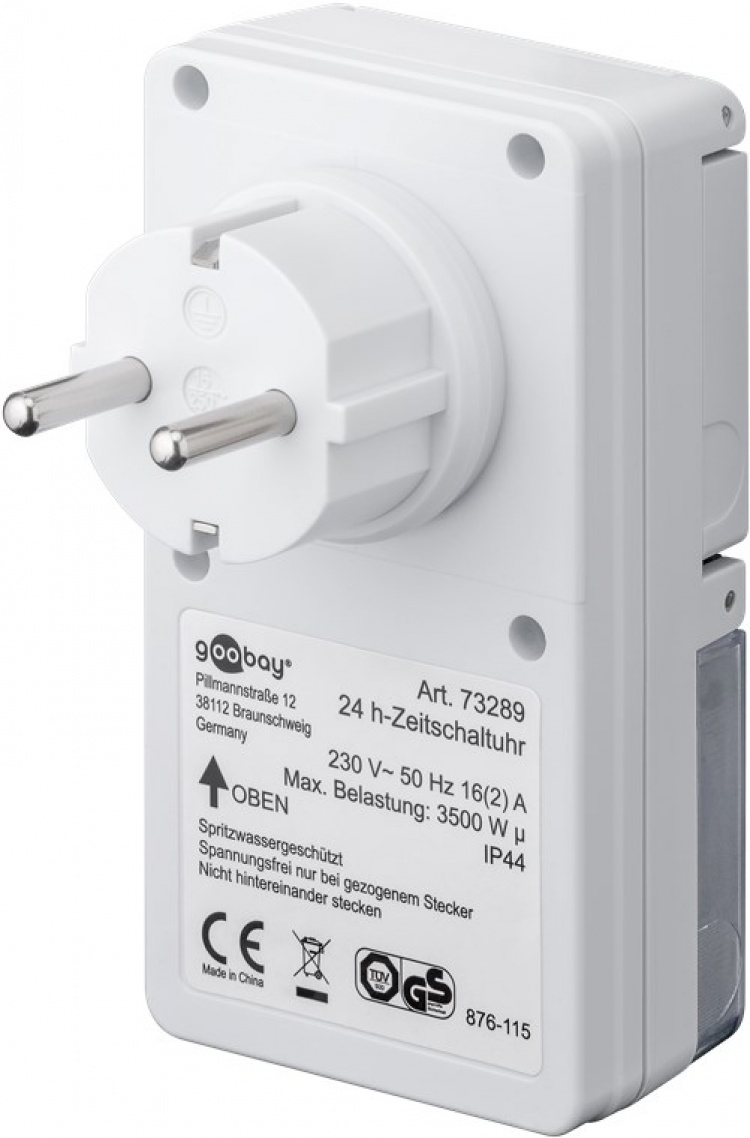 Goobay Analogt tidsur IP44 Lettbetjent mekanisk tidsur for stikkontakten
