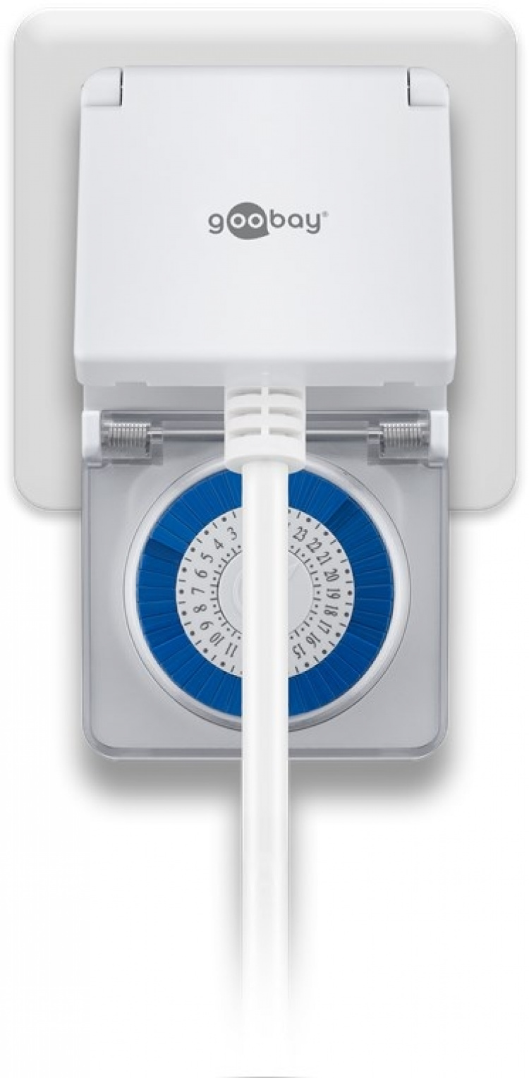 Goobay Analogt tidsur IP44 Lettbetjent mekanisk tidsur for stikkontakten