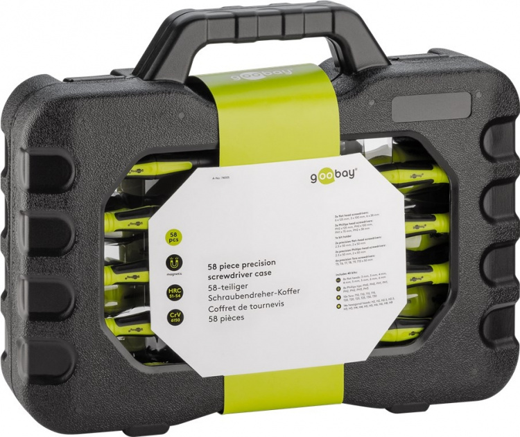 Goobay Verktøysett med 58 skrutrekkere for alt skru-, monterings- og gjør-det-selv-arbeid