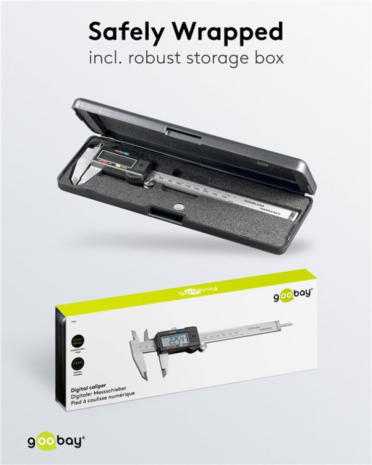 Goobay Digital skyvelære 150 mm / 6 tommer for målinger fra 0 mm - 150 mm