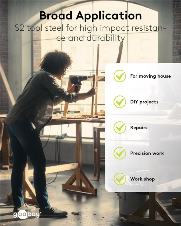 Fixpoint Bitssett, bitssett med 100 deler for batteridrevne skrutrekkere og skralle