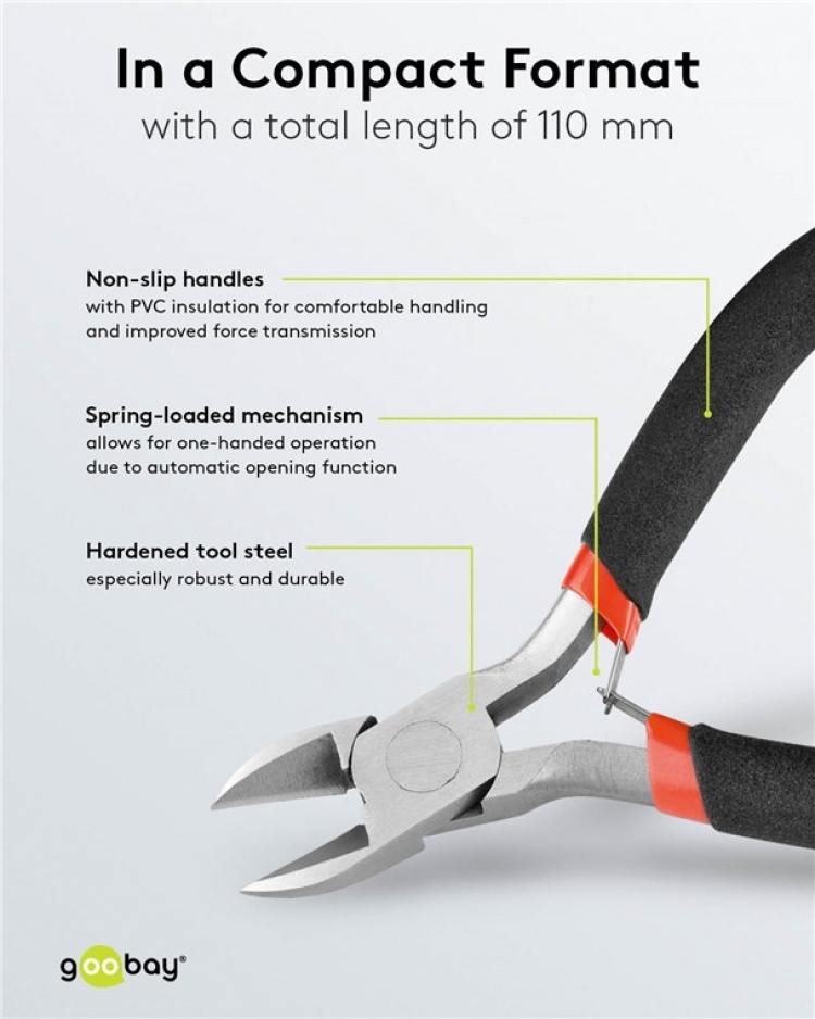 Goobay Sideskjærer, 110 mm ideell for elektrikere og finmekanikere