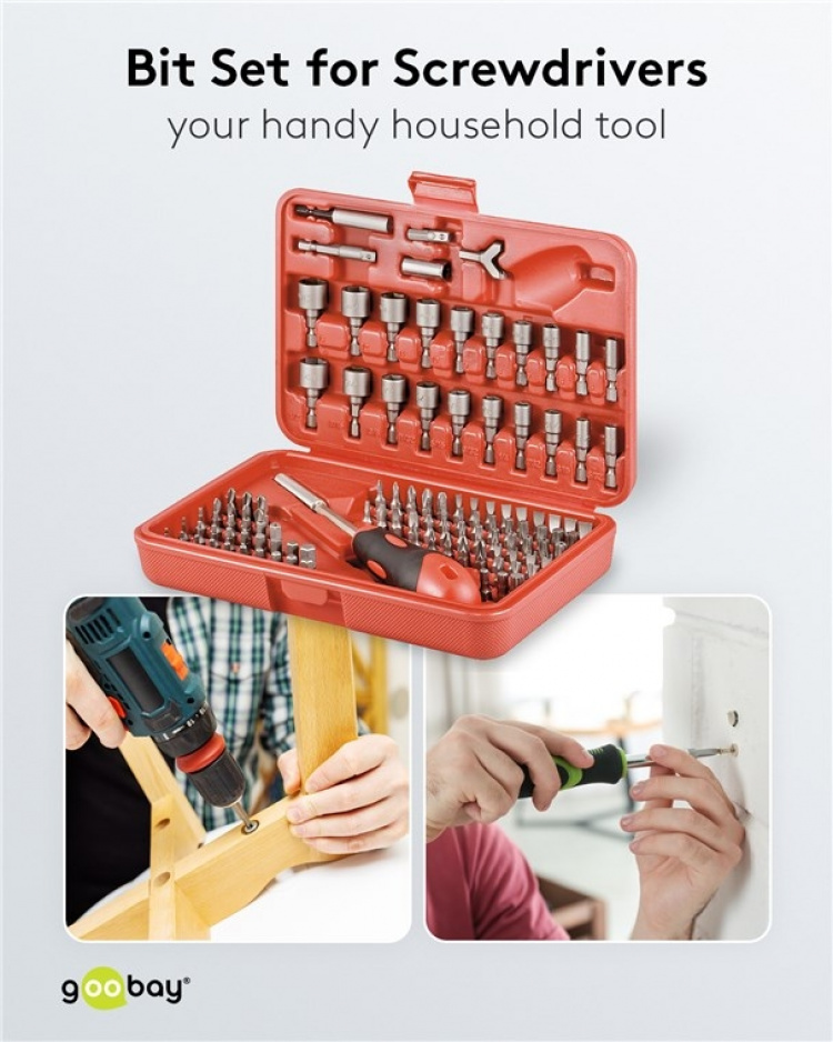 Fixpoint Bitsett med 113 deler for batteridrevne skrutrekkere og skralleverktøy