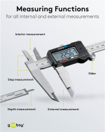Goobay Digital skyvelære 300 mm / 12 tommer for målinger fra 0 mm - 300 mm