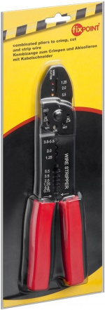 Fixpoint Crimptang for isolerte og uisolerte kabelsko Multifunksjonell tang for krymping, kutting og avisolering av kabler og for avkorting av skruer
