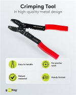 Fixpoint Crimptang for isolerte og uisolerte kabelsko Multifunksjonell tang for krymping, kutting og avisolering av kabler og for avkorting av skruer
