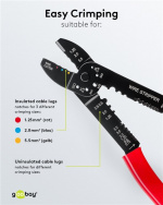 Fixpoint Crimptang for isolerte og uisolerte kabelsko Multifunksjonell tang for krymping, kutting og avisolering av kabler og for avkorting av skruer