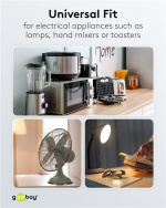 Goobay Kabel for beskyttelsesplugg for montering, 2 m, svart plugg med jording (type F, CEE 7/7) > løse kabelender