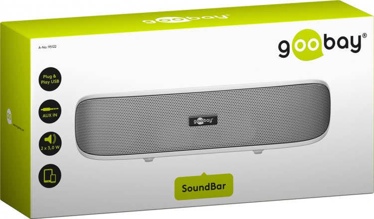 Goobay SoundBar stereohøyttaler med Plug & Play og AUX-inngang