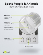 Goobay Veggmontert infrarød bevegelsesdetektor, 180° deteksjon, 12 m rekkevidde, for utendørs bruk (IP44), LED-kompatibel