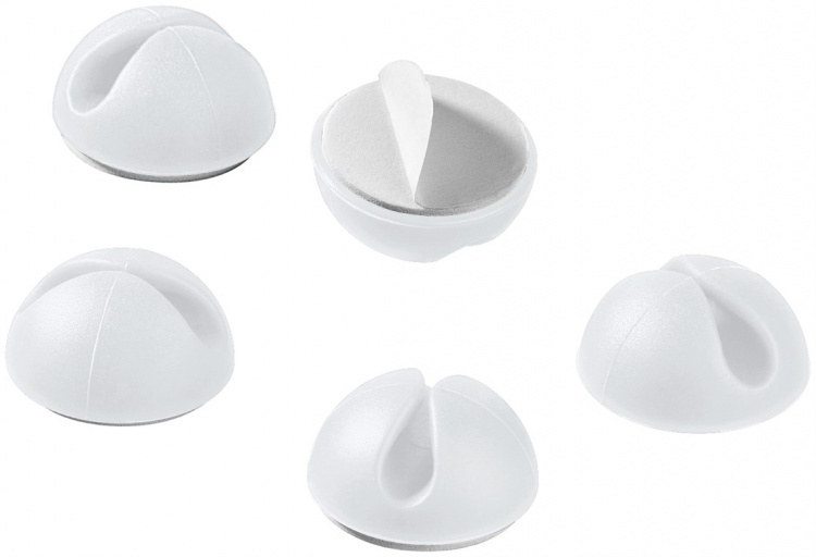 Goobay Kabelhåndtering 1 fordypning, hvit 5-pakning for organisering og feste, avtakbar