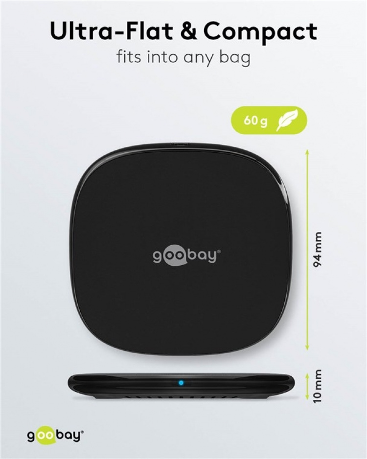 Goobay Trådløs hurtiglader 15 W Passer til smarttelefoner og enheter med Qi-standard