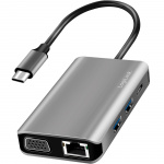 LogiLink USB-C-dokkingstasjon 7-i-1 HDMI/VGA/RJ45/USB-C 100W PD LogiLink USB-C-dokkingstasjon 7-i-1 HDMI/VGA/RJ45/USB-C 100W PD