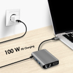 LogiLink USB-C-dokkingstasjon 7-i-1 HDMI/VGA/RJ45/USB-C 100W PD LogiLink USB-C-dokkingstasjon 7-i-1 HDMI/VGA/RJ45/USB-C 100W PD