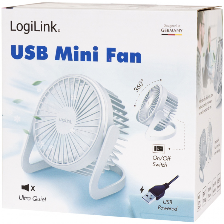 LogiLink USB-vifte Ø12,7 cm Hvit